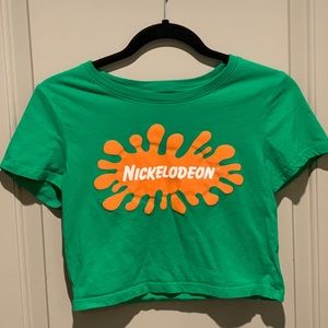 Green Nickolodeon Cropped Tee-Size Small
